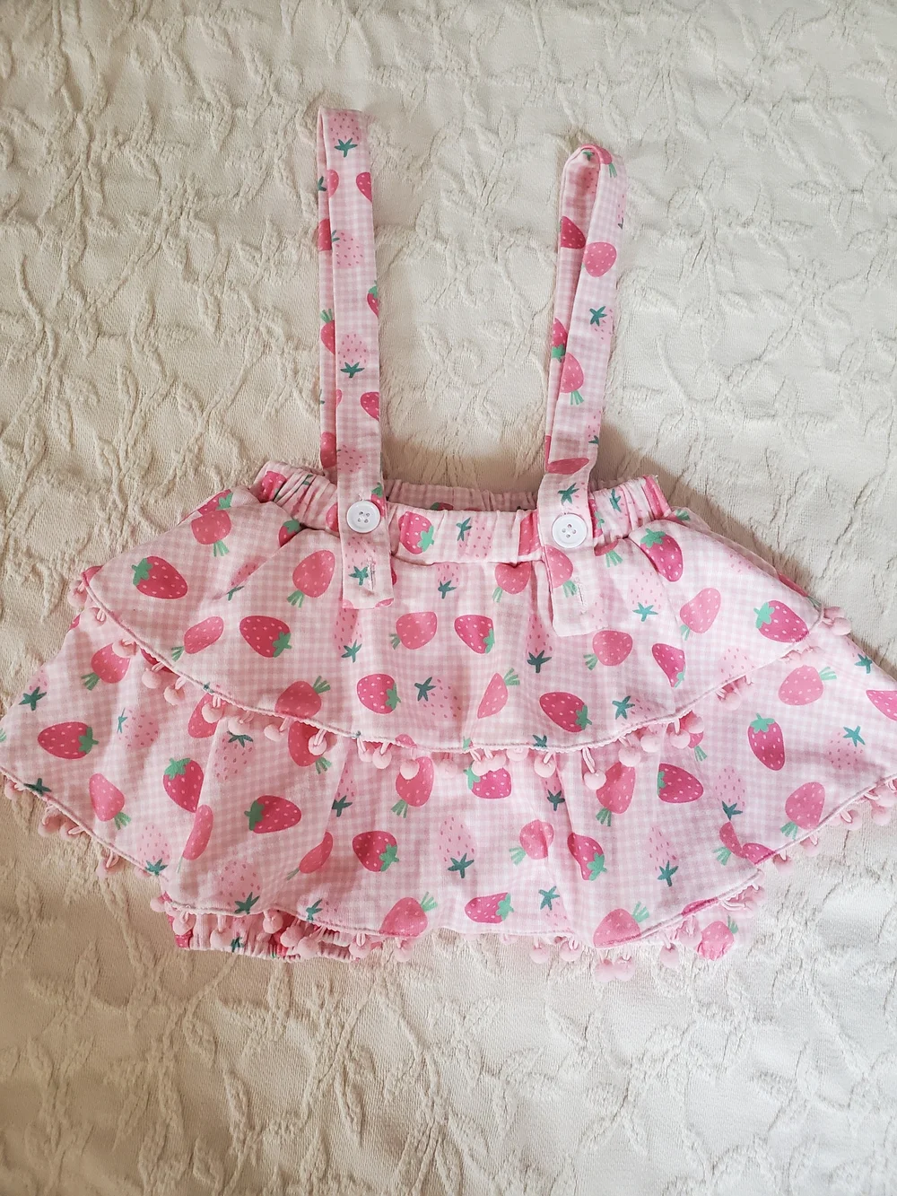 Girls' Pink Strawberry Overall Dress